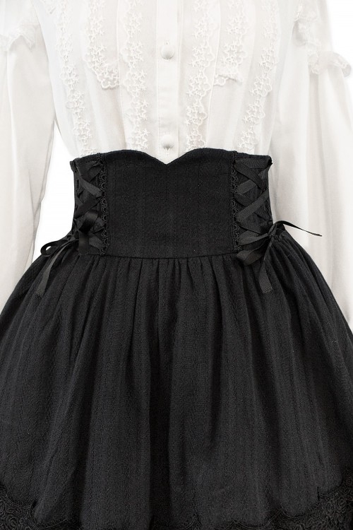 Falda de Cintura Alta Old School Doll - Darkness Black (Exclusivo Madame Chocolat)