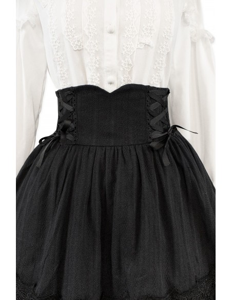Falda de Cintura Alta Old School Doll - Darkness Black (Exclusivo Madame Chocolat)