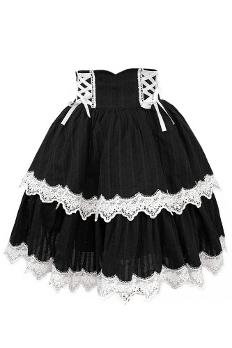 Old School Doll High Waist Skirt - Old School Black & White (Madame Chocolat Exclusive)
