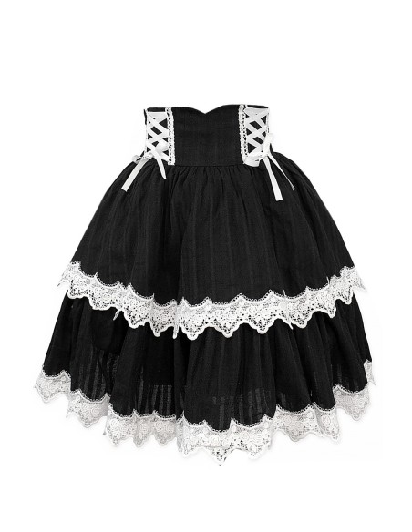 Old School Doll High Waist Skirt - Old School Black & White (Madame Chocolat Exclusive)