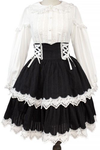 Falda de Cintura Alta Old School Doll - Old School Black & White (Exclusivo Madame Chocolat) 2
