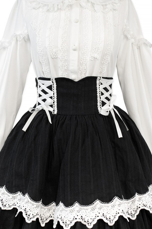 Old School Doll High Waist Skirt - Old School Black & White (Madame Chocolat Exclusive)