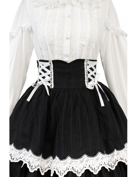 Old School Doll High Waist Skirt - Old School Black & White (Madame Chocolat Exclusive)