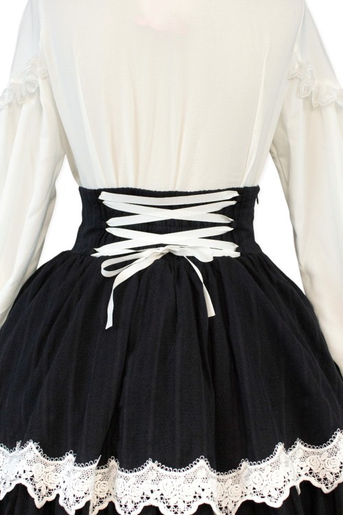 Old School Doll High Waist Skirt - Old School Black & White (Madame Chocolat Exclusive)