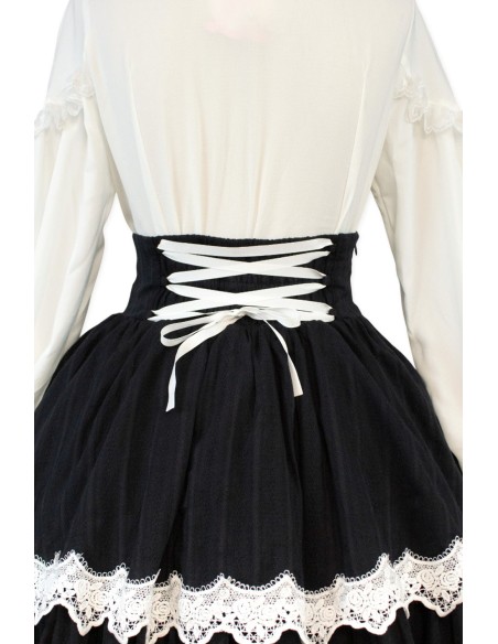 Old School Doll High Waist Skirt - Old School Black & White (Madame Chocolat Exclusive)