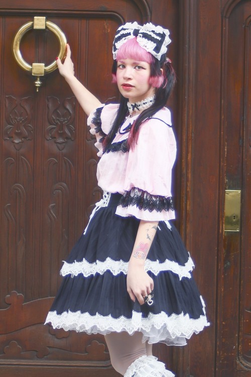 Old School Doll High Waist Skirt - Old School Black & White (Madame Chocolat Exclusive)