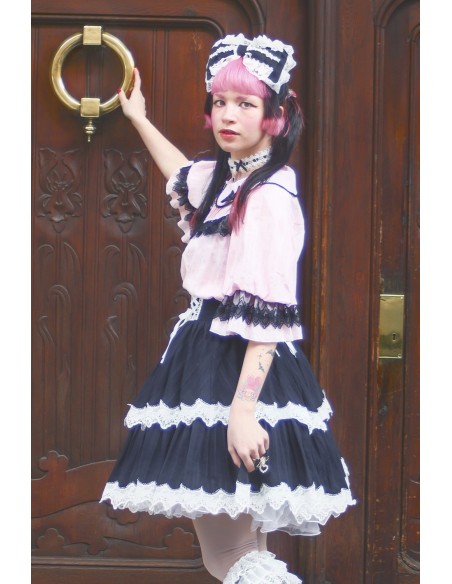 Old School Doll High Waist Skirt - Old School Black & White (Madame Chocolat Exclusive)
