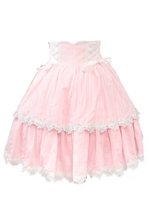 Falda de Cintura Alta Old School Doll - Princess Pink x White (Exclusivo Madame Chocolat)