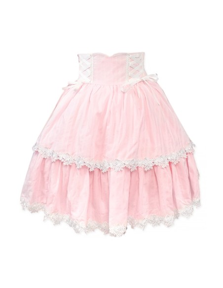 Falda de Cintura Alta Old School Doll - Princess Pink x White (Exclusivo Madame Chocolat)