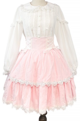 Old School Doll High Waist Skirt - Princess Pink x White (Madame Chocolat Exclusive) 2