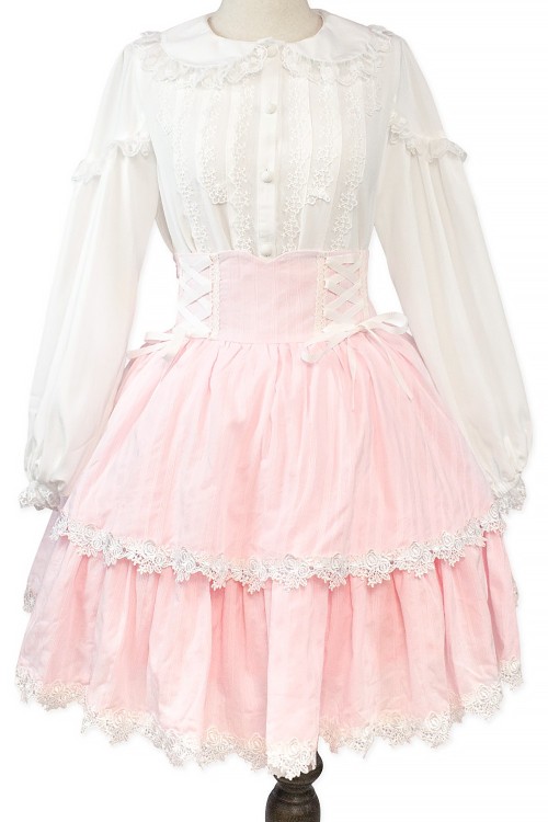 Old School Doll High Waist Skirt - Princess Pink x White (Madame Chocolat Exclusive)