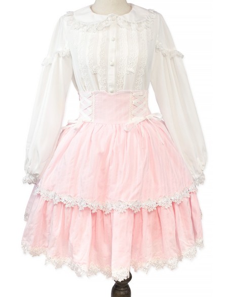 Old School Doll High Waist Skirt - Princess Pink x White (Madame Chocolat Exclusive)