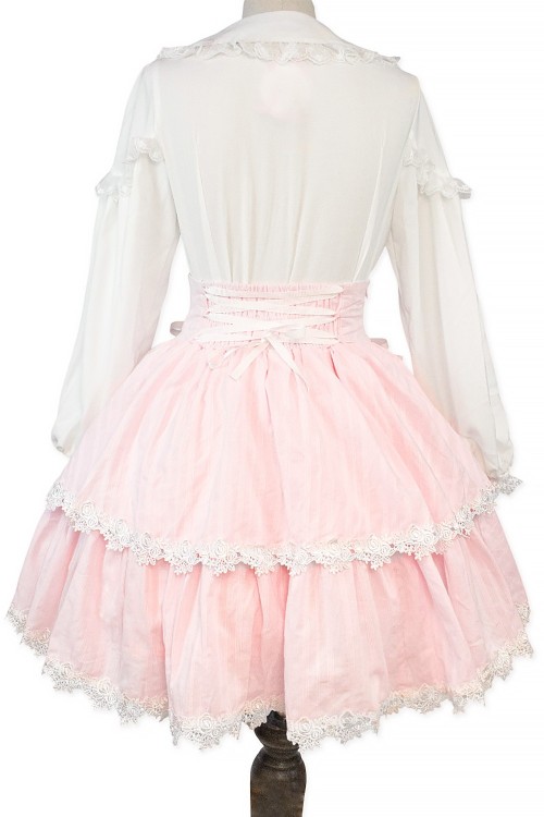 Old School Doll High Waist Skirt - Princess Pink x White (Madame Chocolat Exclusive)