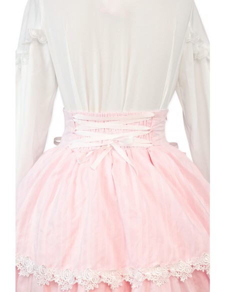 Falda de Cintura Alta Old School Doll - Princess Pink x White (Exclusivo Madame Chocolat)