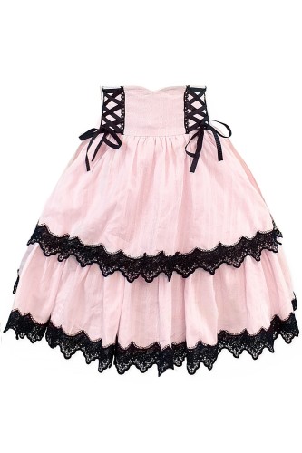 Old School Doll High Waist Skirt - Princess Pink x Black (Madame Chocolat Exclusive)