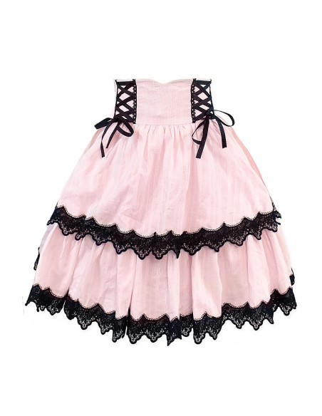 Old School Doll High Waist Skirt - Princess Pink x Black (Madame Chocolat Exclusive)