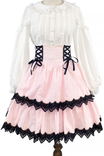Old School Doll High Waist Skirt - Princess Pink x Black (Madame Chocolat Exclusive) 2