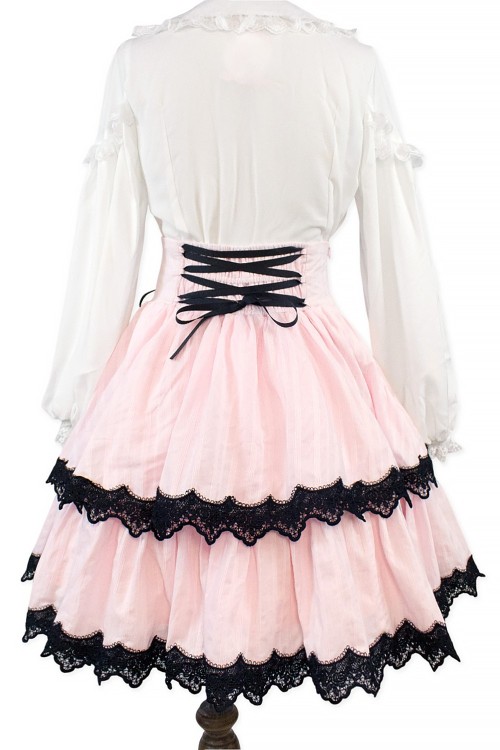 Old School Doll High Waist Skirt - Princess Pink x Black (Madame Chocolat Exclusive)