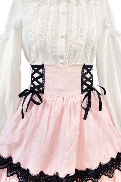 Old School Doll High Waist Skirt - Princess Pink x Black (Madame Chocolat Exclusive)