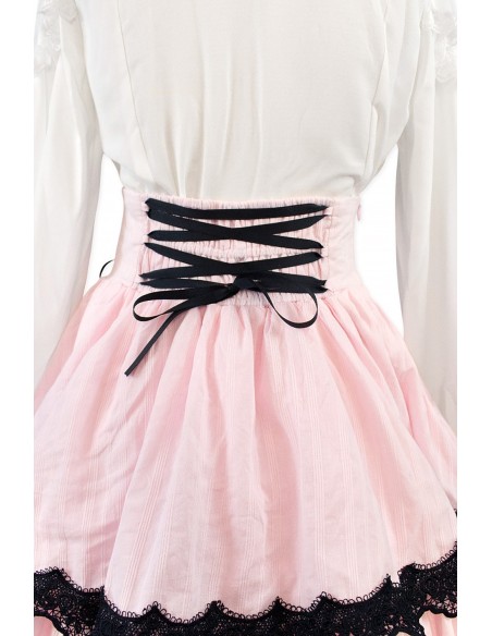 Old School Doll High Waist Skirt - Princess Pink x Black (Madame Chocolat Exclusive)