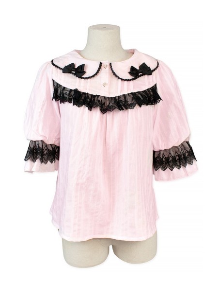Blusa Lolita Little Doll House - Rosa x Negro (Color Exclusivo Madame Chocolat)