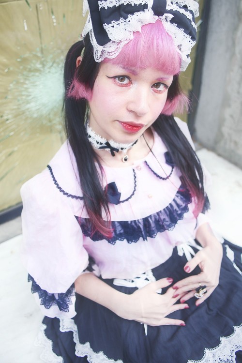 Blusa Lolita Little Doll House - Rosa x Negro (Color Exclusivo Madame Chocolat)