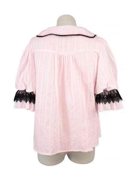 Little Doll House Lolita Blouse - Pink x Black (Madame Chocolat Exclusive Colorway)