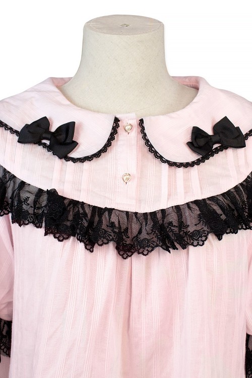 Little Doll House Lolita Blouse - Pink x Black (Madame Chocolat Exclusive Colorway)