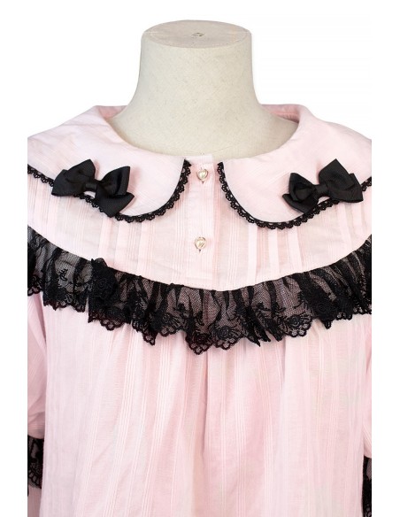 Little Doll House Lolita Blouse - Pink x Black (Madame Chocolat Exclusive Colorway)