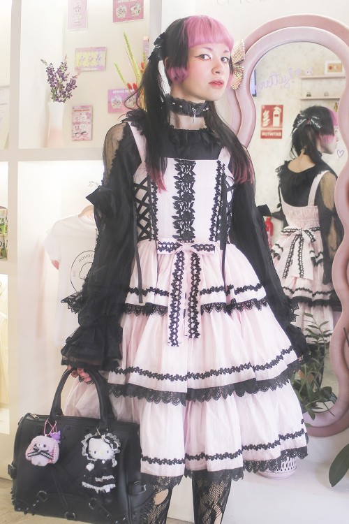 Vestido JSK Three Layer Cake - Princess Pink x Black (Color Exclusivo Madame Chocolat)