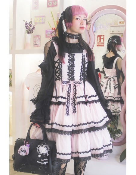 JSK Dress Three Layer Cake - Princess Pink x Black (Madame Chocolat Exclusive Colorway)