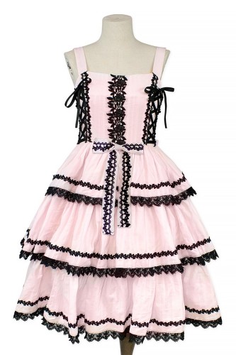 JSK Dress Three Layer Cake - Princess Pink x Black (Madame Chocolat Exclusive Colorway) 2