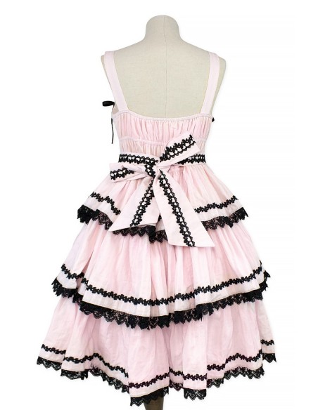 JSK Dress Three Layer Cake - Princess Pink x Black (Madame Chocolat Exclusive Colorway)