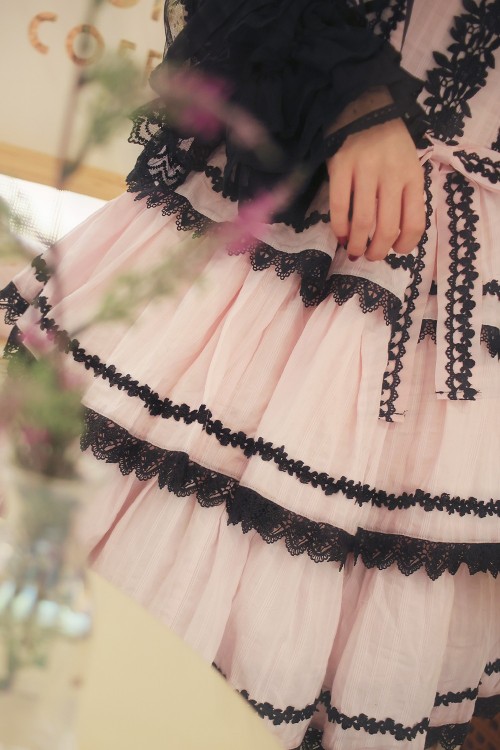 Vestido JSK Three Layer Cake - Princess Pink x Black (Color Exclusivo Madame Chocolat)