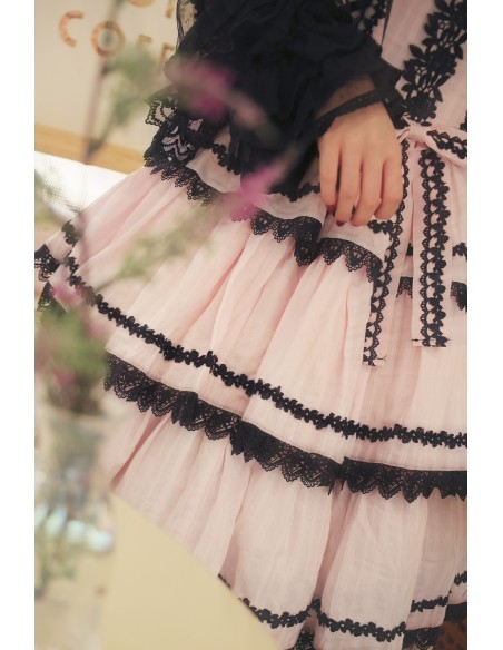 Vestido JSK Three Layer Cake - Princess Pink x Black (Color Exclusivo Madame Chocolat)