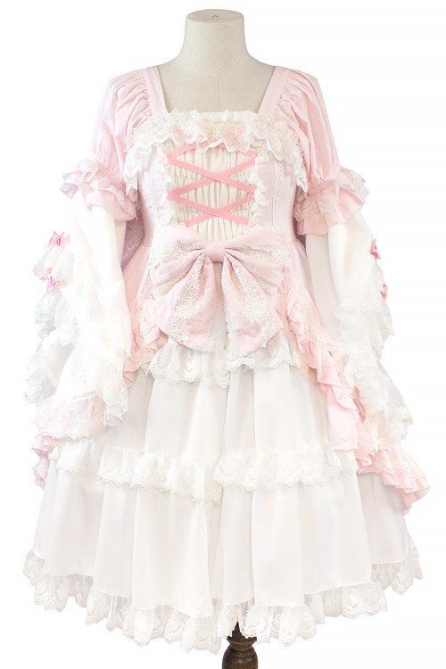 Antique Doll Gothic OP Dress - Princess Pink x White (Madame Chocolat Exclusive)