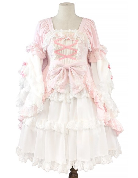 Antique Doll Gothic OP Dress - Princess Pink x White (Madame Chocolat Exclusive)