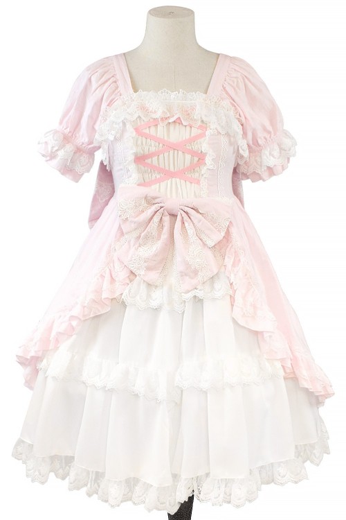 Antique Doll Gothic OP Dress - Princess Pink x White (Madame Chocolat Exclusive)