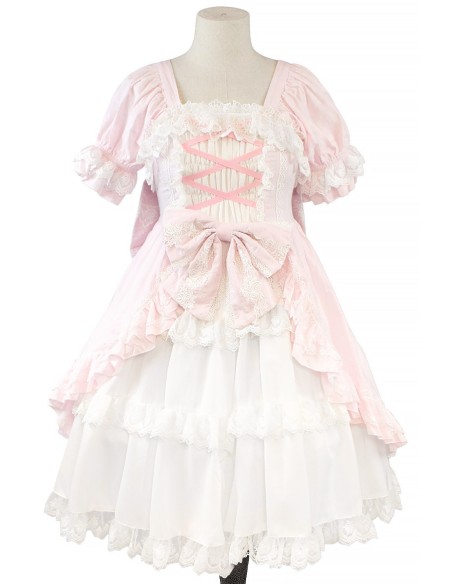 Antique Doll Gothic OP Dress - Princess Pink x White (Madame Chocolat Exclusive)
