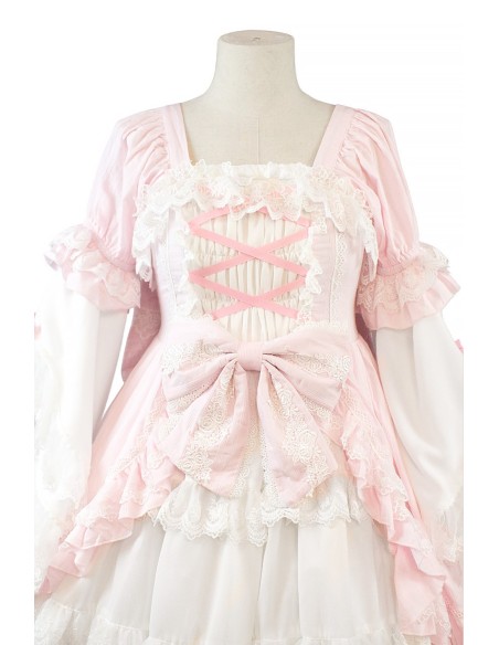 Vestido Gothic Lolita OP Antique Doll - Princess Pink x White (Exclusivo Madame Chocolat)