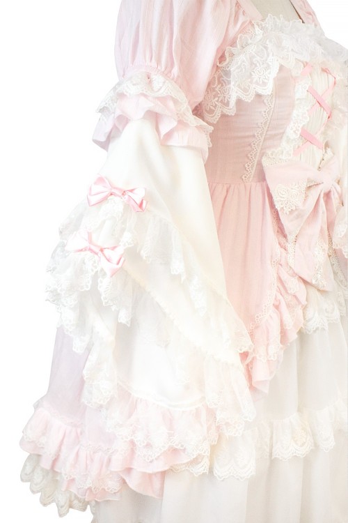 Vestido Gothic Lolita OP Antique Doll - Princess Pink x White (Exclusivo Madame Chocolat)