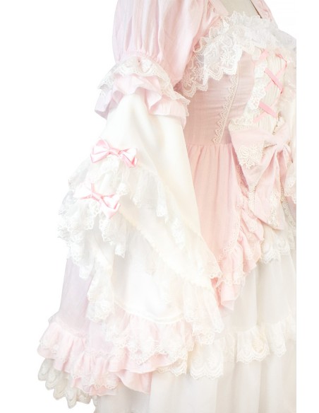 Vestido Gothic Lolita OP Antique Doll - Princess Pink x White (Exclusivo Madame Chocolat)