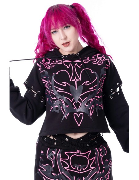 Sudadera Thornchant Negro x Fucsia - Heartless