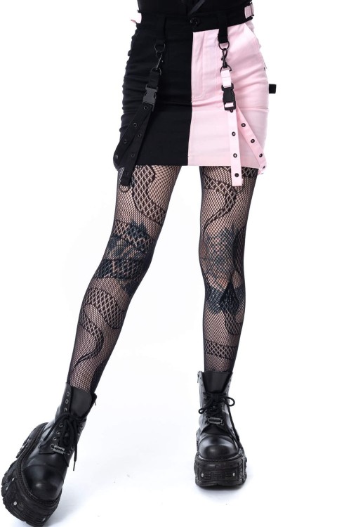 Veil and Void Mini Skirt Black x Pink - Chemical Black