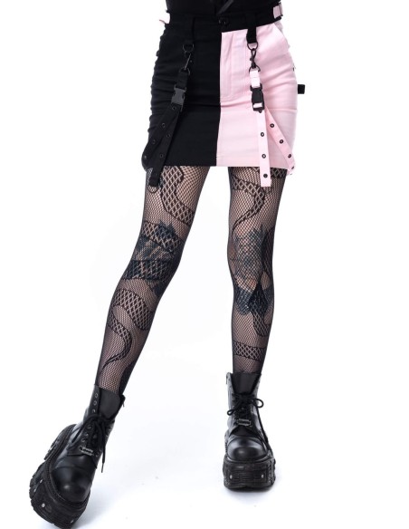 Mini Falda Veil and Void Negro x Rosa - Chemical Black