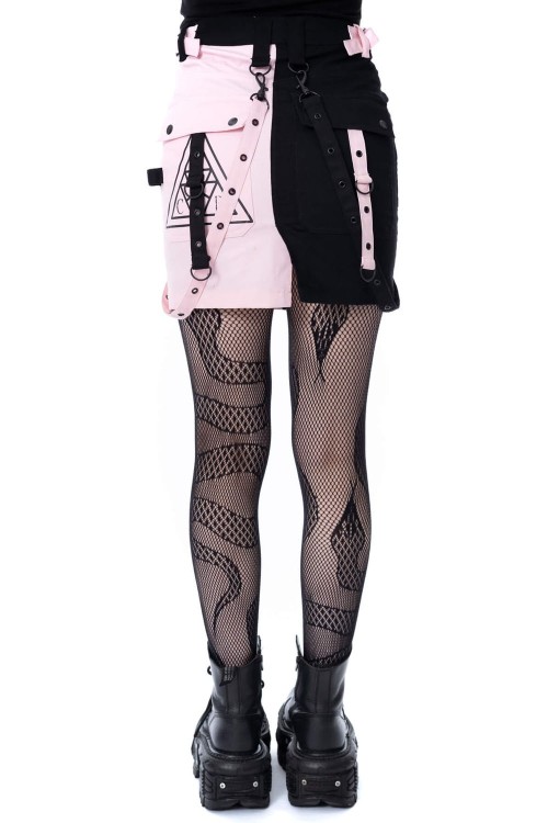Veil and Void Mini Skirt Black x Pink - Chemical Black
