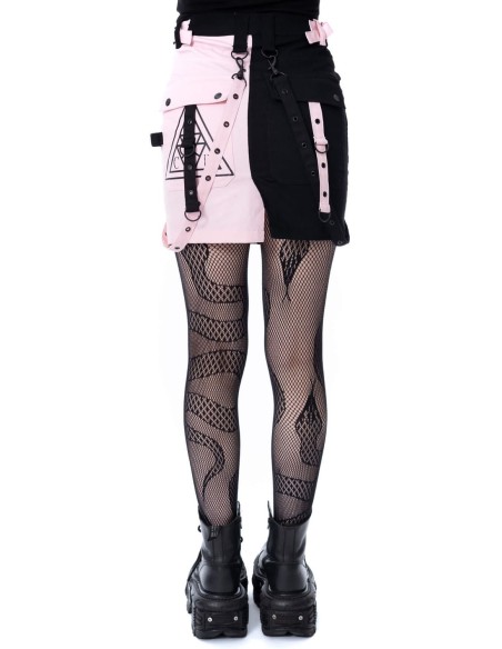 Mini Falda Veil and Void Negro x Rosa - Chemical Black