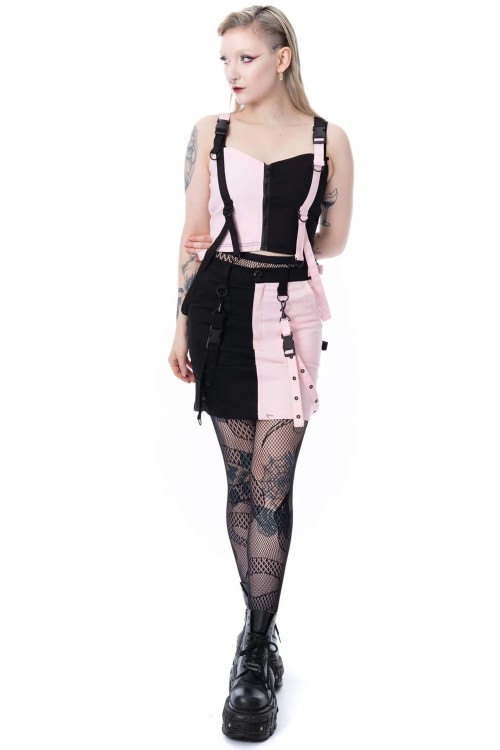 Mini Falda Veil and Void Negro x Rosa - Chemical Black