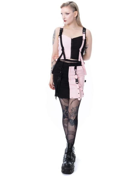 Mini Falda Veil and Void Negro x Rosa - Chemical Black
