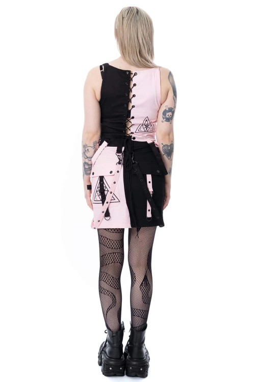 Veil and Void Mini Skirt Black x Pink - Chemical Black